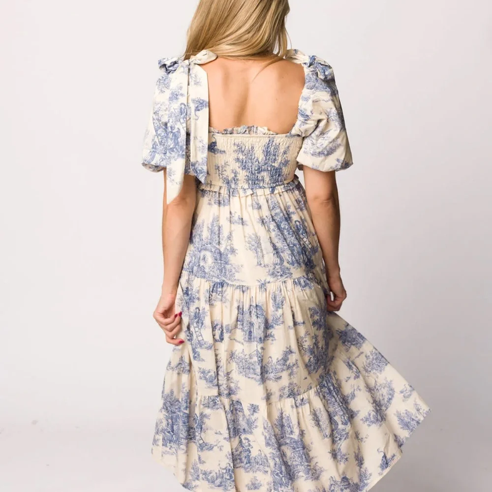 Worth Collective Elena Smocked Midi Dress Size L - Picture 5 of 7